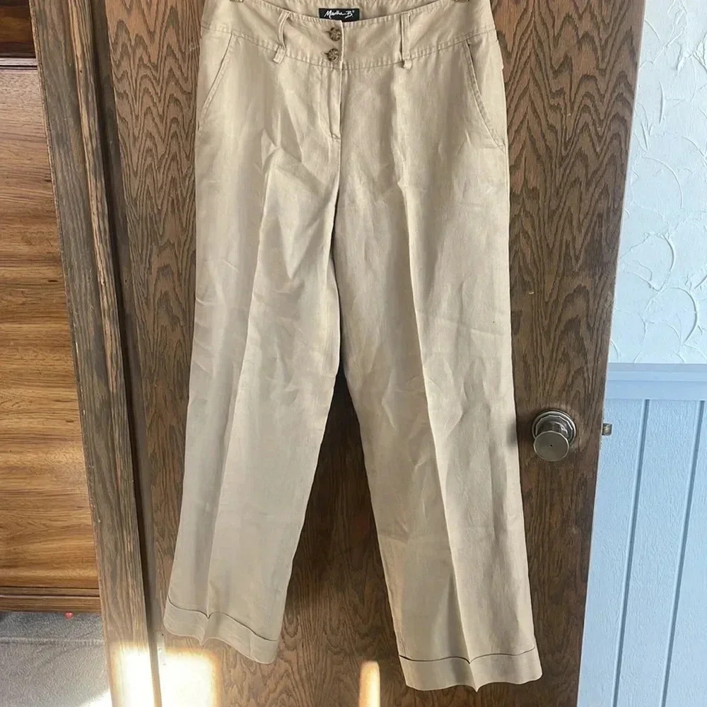 Tan Martha B Linen Pant ^ - Picture 1 of 7